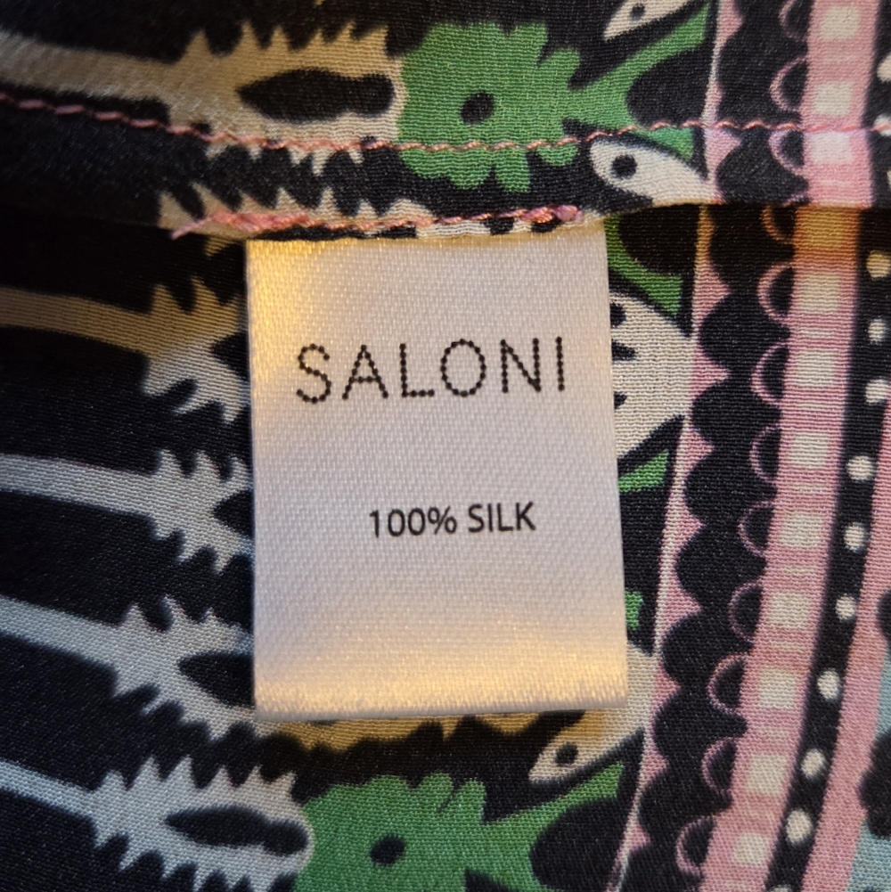 SALONI Silk Floral Print Dress Size 6 - Picture 7 of 7